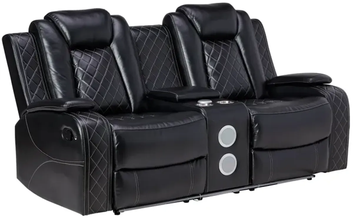 Titan Black Reclining Console Loveseat