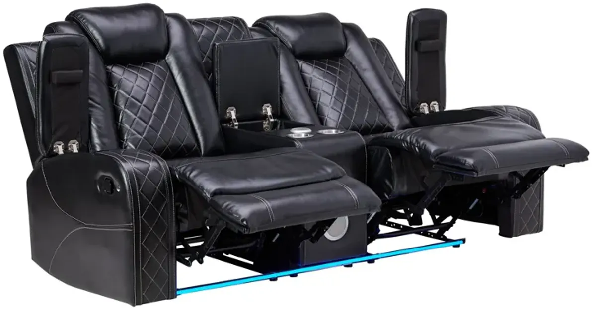 Titan Black Reclining Console Loveseat