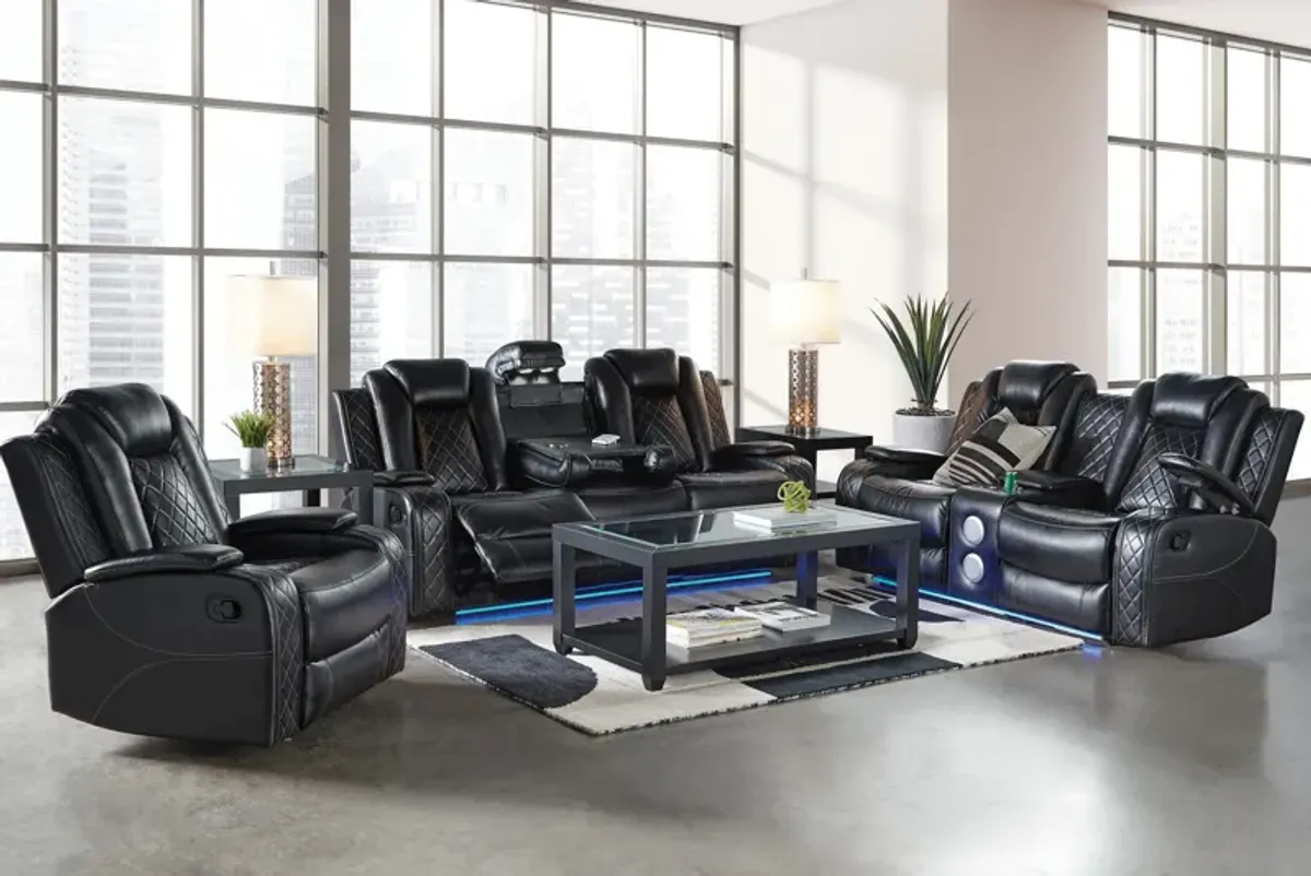 Titan Black Reclining Console Loveseat