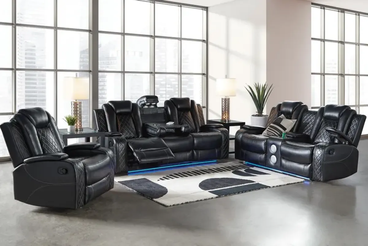 Titan Black Reclining Console Loveseat