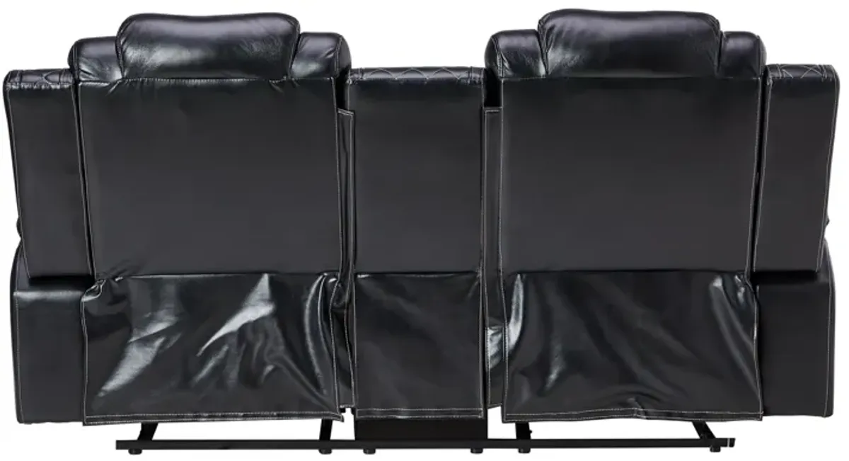 Titan Black Reclining Console Loveseat