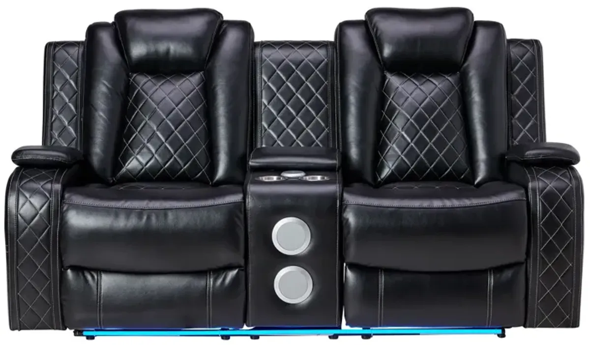 Titan Black Reclining Console Loveseat