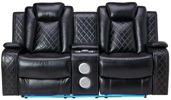 Titan Black Reclining Console Loveseat