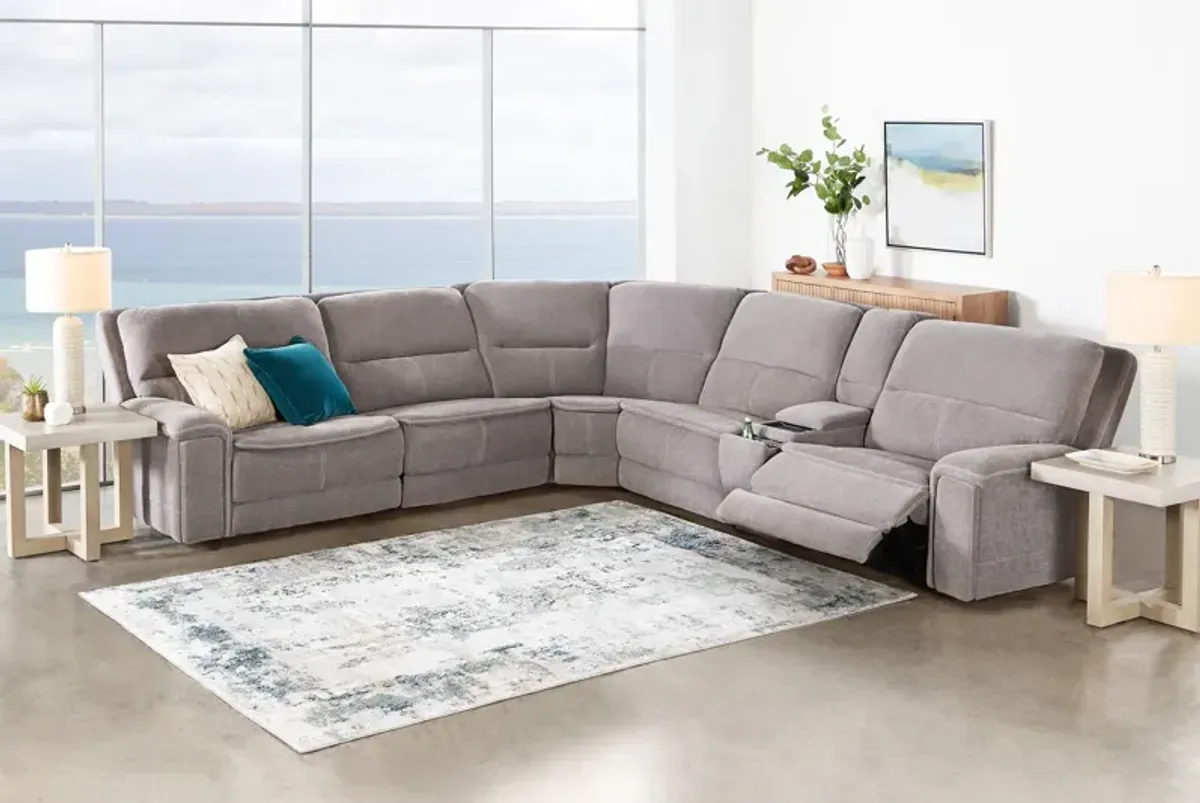 Vixen 6-Piece Triple Power Reclining Sectional with 3 Recliners