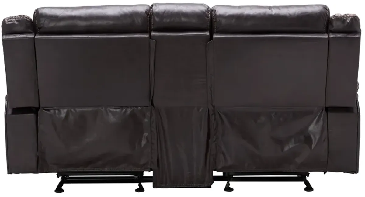 Duke Chocolate Reclining Console Loveseat