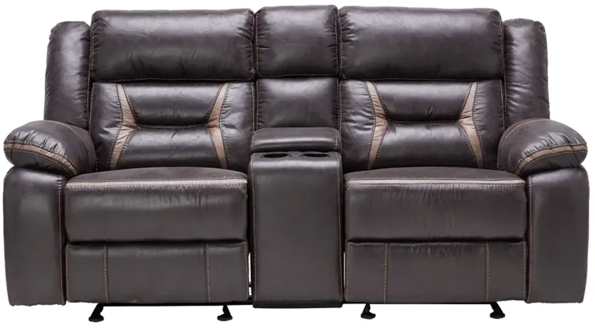 Duke Chocolate Reclining Console Loveseat