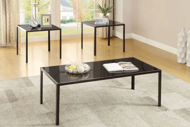 3 Pack Metal Glass Tables