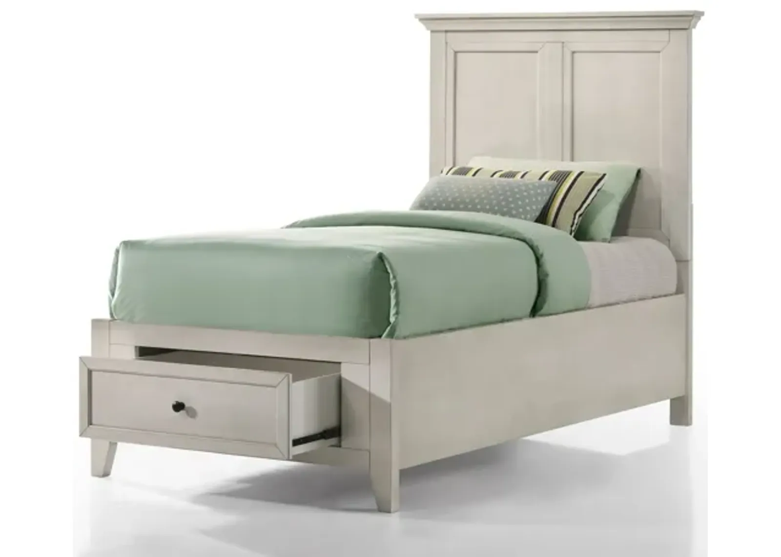 San Mateo White Twin Storage Bed