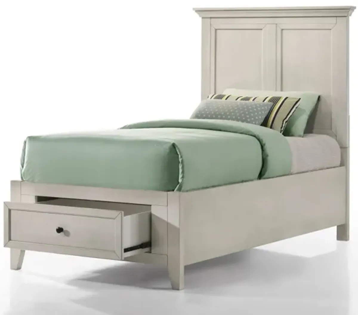 San Mateo White Twin Storage Bed