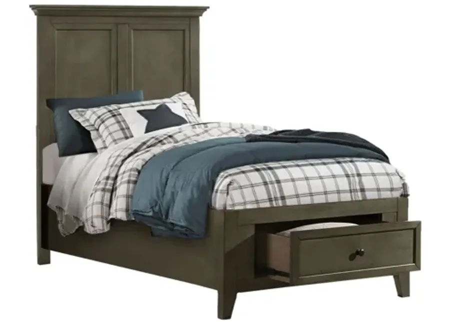 San Mateo Grey Solid Wood Twin Storage Bed