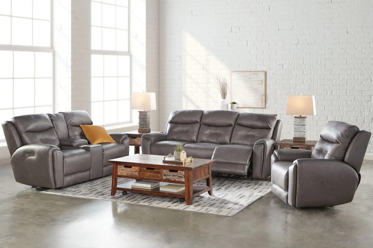 Celeste Grey Triple Power Reclining Console Loveseat by Southern Motion