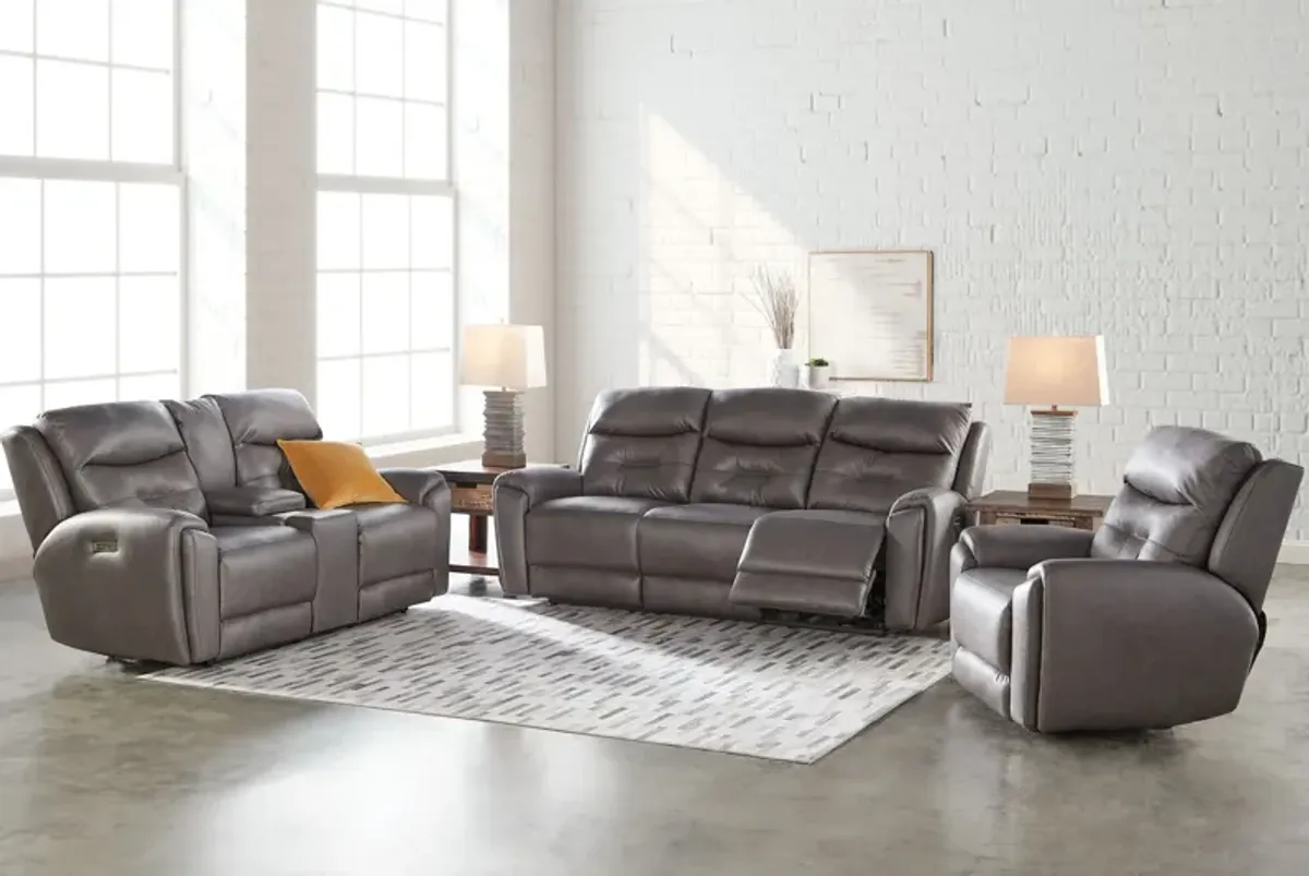 Celeste Grey Triple Power Reclining Console Loveseat by Southern Motion