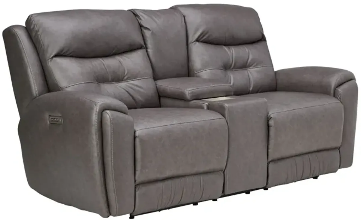 Celeste Grey Triple Power Reclining Console Loveseat by Southern Motion