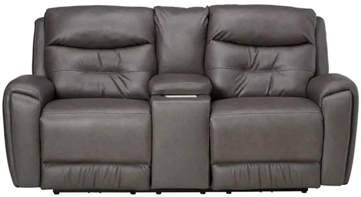 Celeste Grey Triple Power Reclining Console Loveseat by Southern Motion