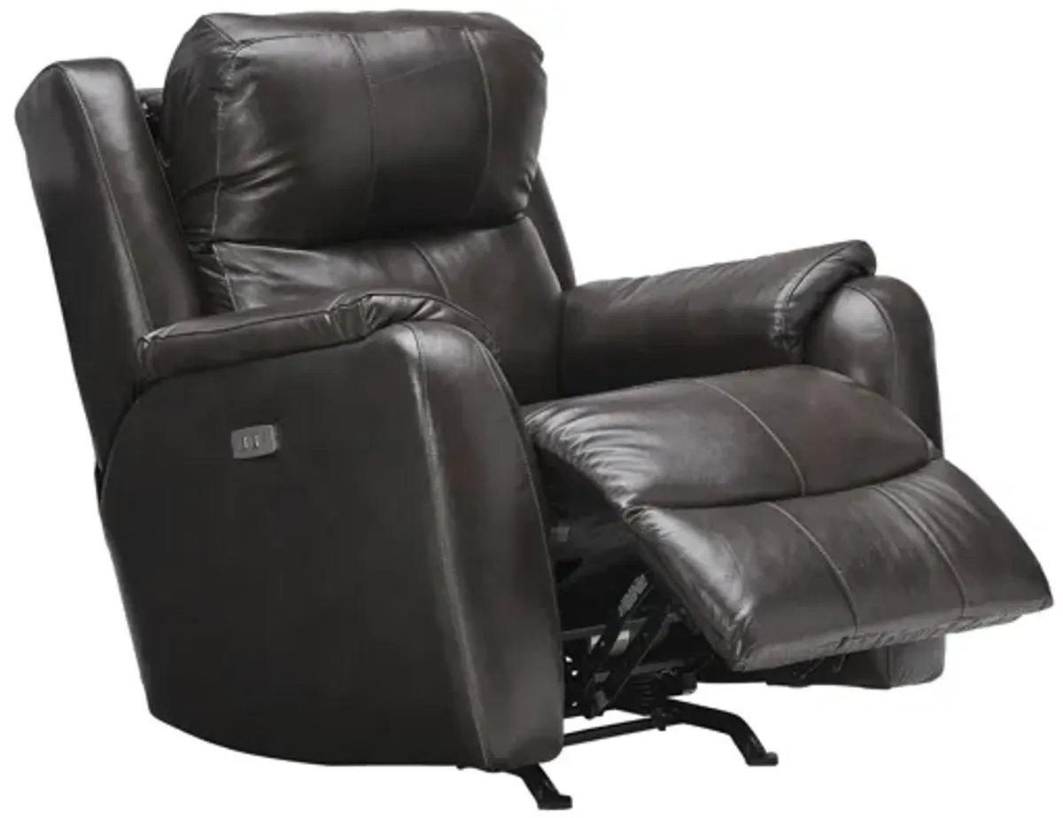 Zeus Slate Dual Power Leather Recliner by Southern Motion