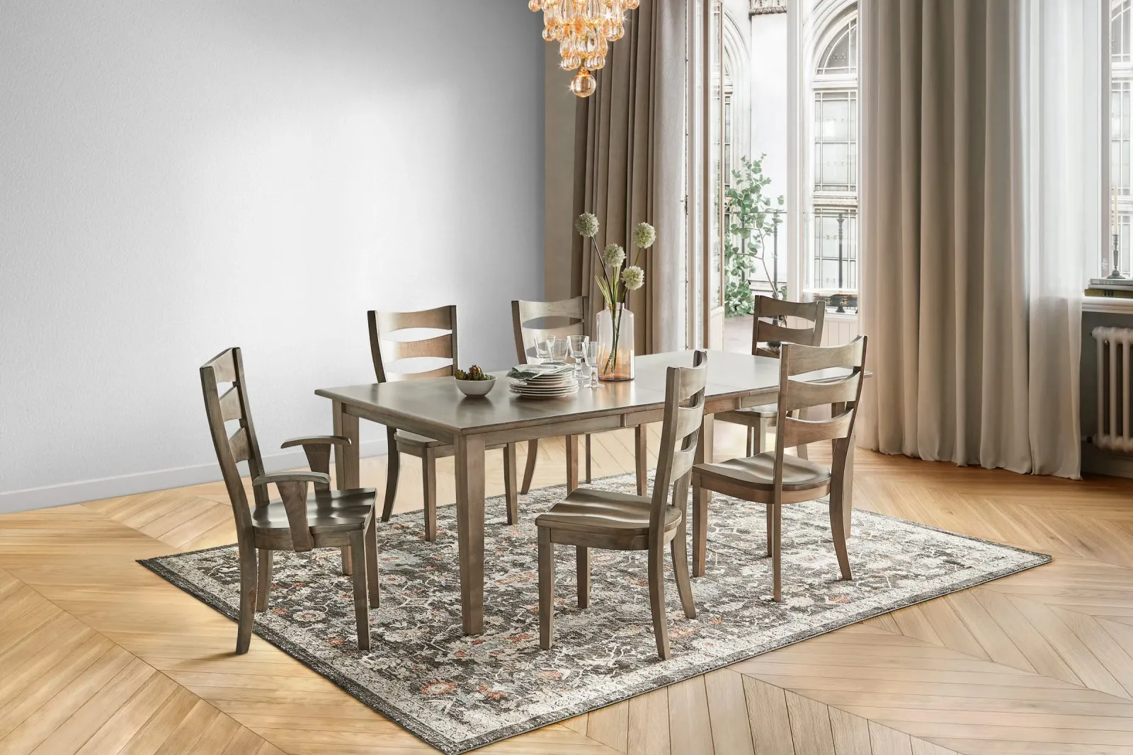 Sierra Table + 4 Side Chairs + 2 Arm Chairs by Daniels Amish