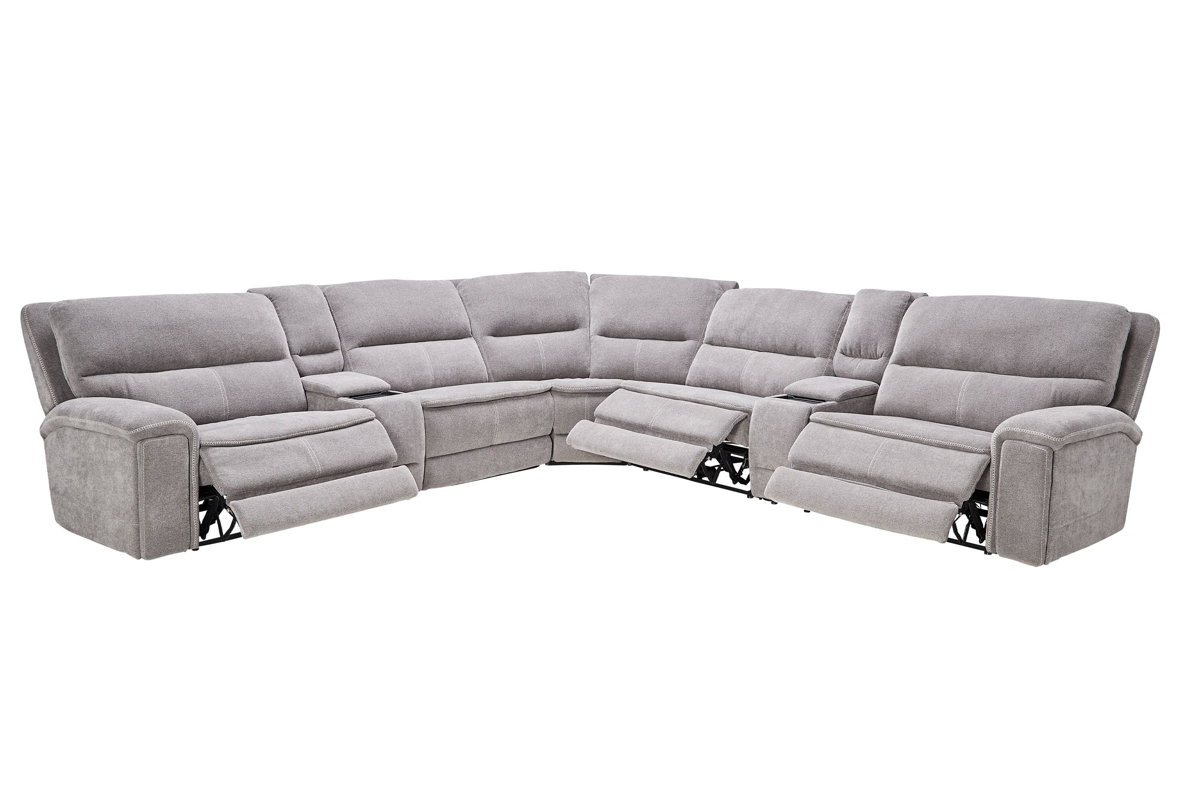 Vixen 7 Piece Triple Power Reclining Sectional With 3 Recliners 1970