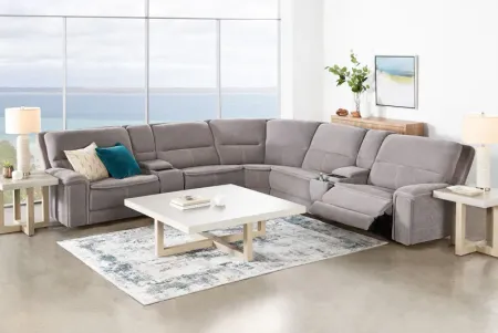 Vixen 7-Piece Triple Power Reclining Sectional with 3 Recliners