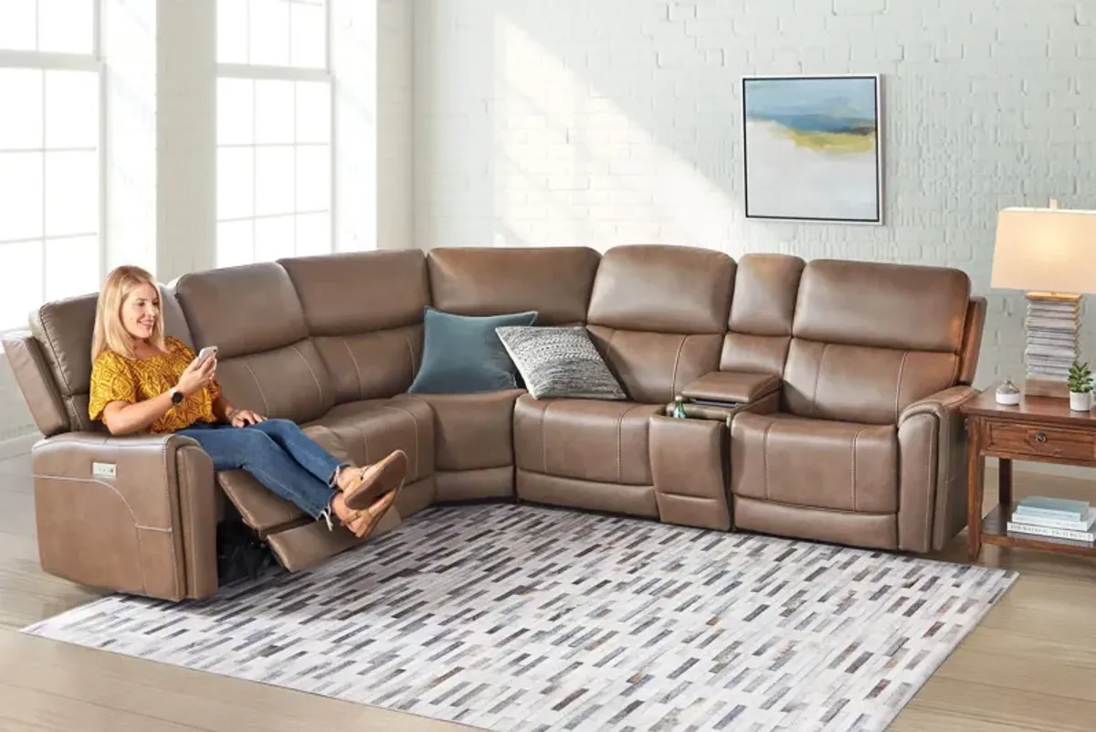 Troy 6-Piece Triple Power Reclining Sectional with Three Recliners