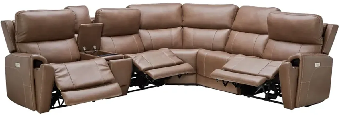 Troy 6-Piece Triple Power Reclining Sectional with Three Recliners