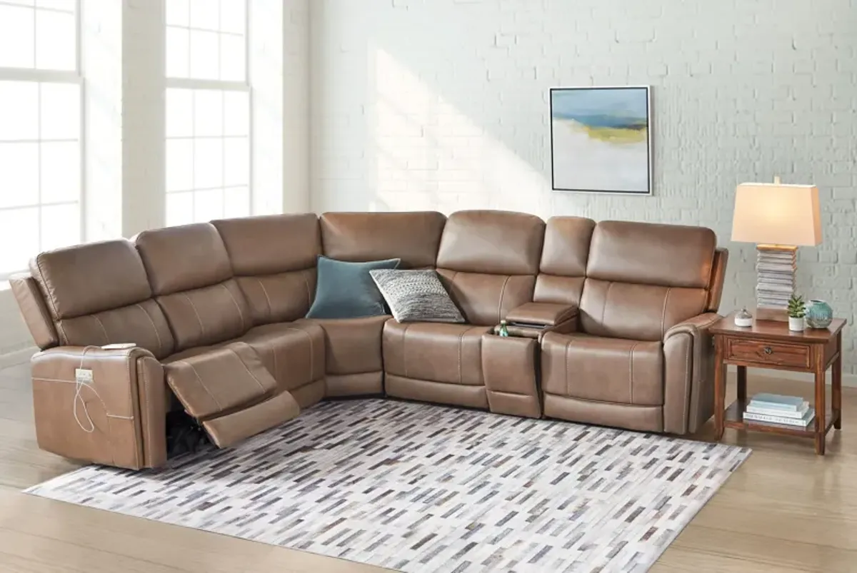 Troy 6-Piece Triple Power Reclining Sectional with Three Recliners