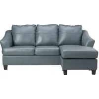 Wells Steel Leather Sofa Chaise