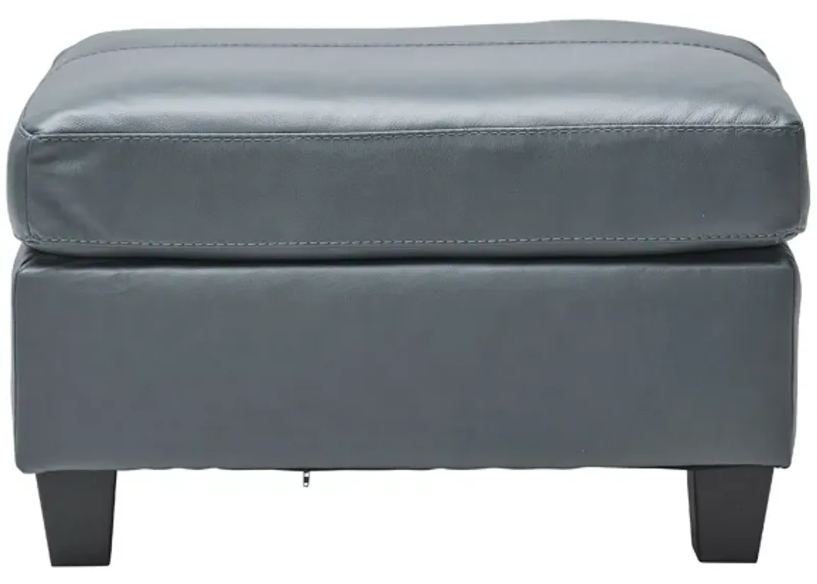 Wells Steel Leather Ottoman