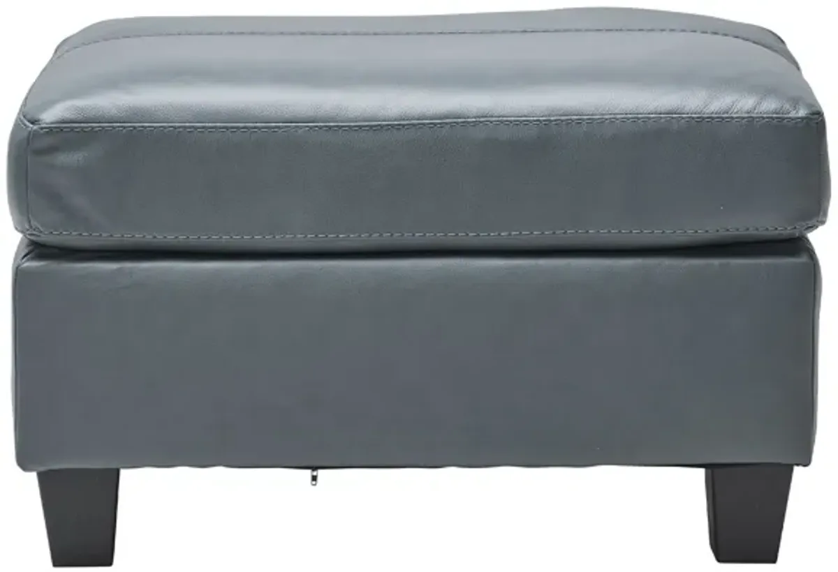 Wells Steel Leather Ottoman