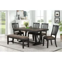Crawford Table + 4 Chairs + Bench