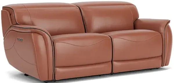 Corbin Brown Leather Dual Power Reclining Loveseat