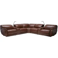 Corbin Brown Leather Dual Power Reclining 7-Piece Sectional