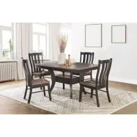 Covina Solid Oak Table with Driftwood Finish + 4 Side Chairs