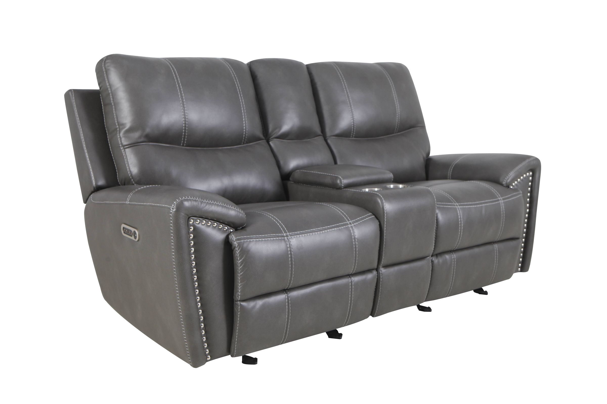 Brooks Charcoal Dual Power Reclining Console Loveseat