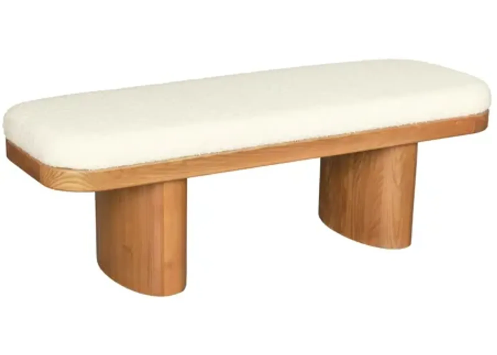 Ollie White Boucle Wooden Bench