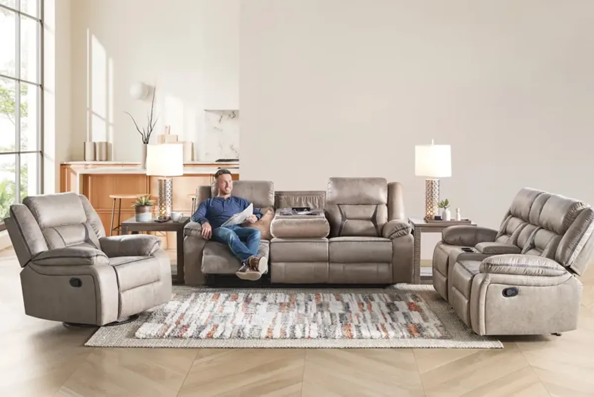 Duke Taupe Reclining Sofa