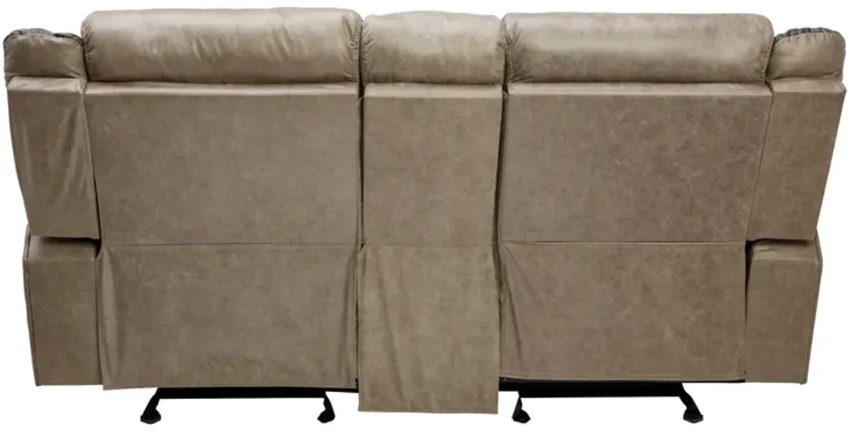 Duke Taupe Reclining Console Loveseat