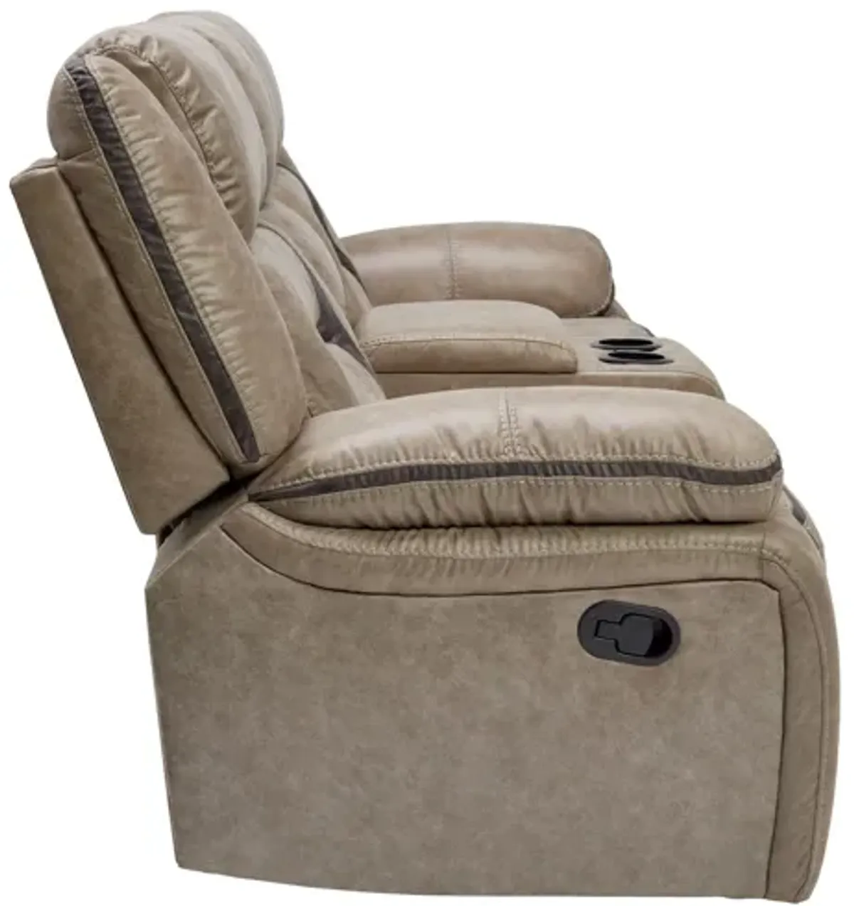 Duke Taupe Reclining Console Loveseat