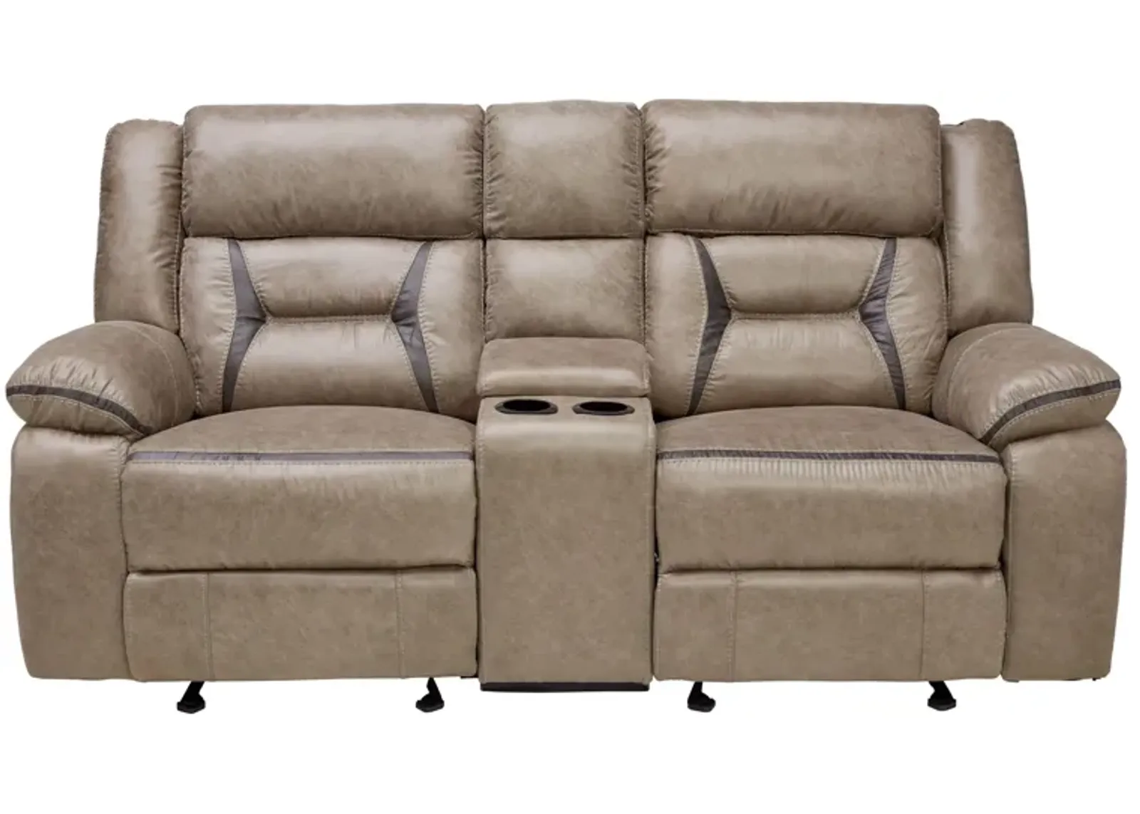 Duke Taupe Reclining Console Loveseat