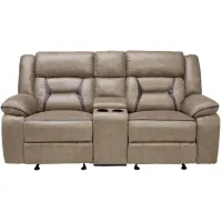 Duke Taupe Reclining Console Loveseat