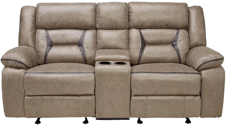 Duke Taupe Reclining Console Loveseat