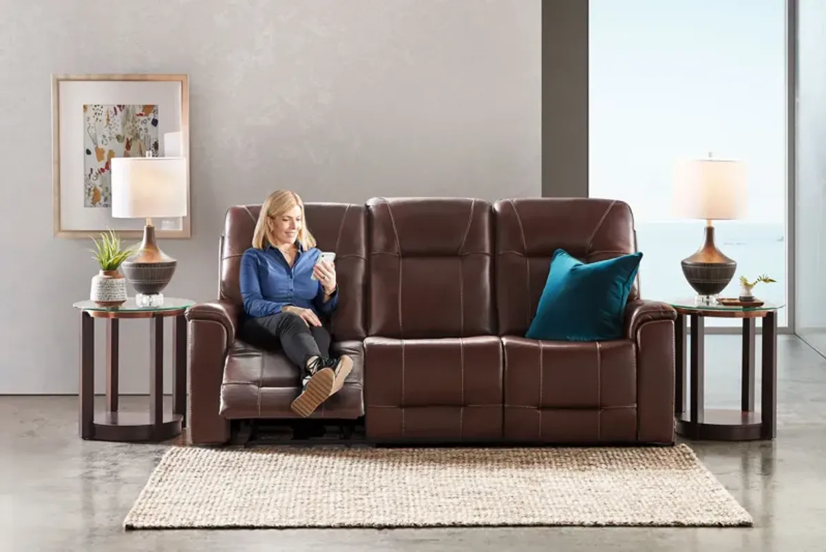 Roman Coffee Triple Power Reclining Leather Sofa