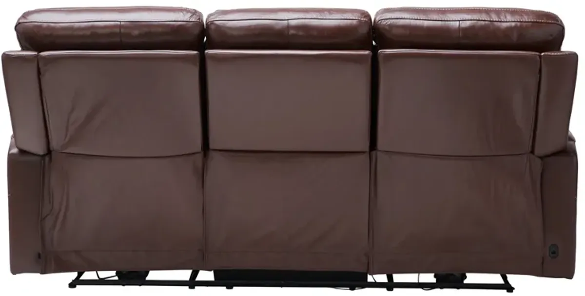 Roman Coffee Triple Power Reclining Leather Sofa