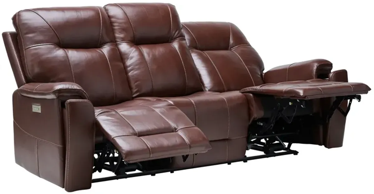 Roman Coffee Triple Power Reclining Leather Sofa