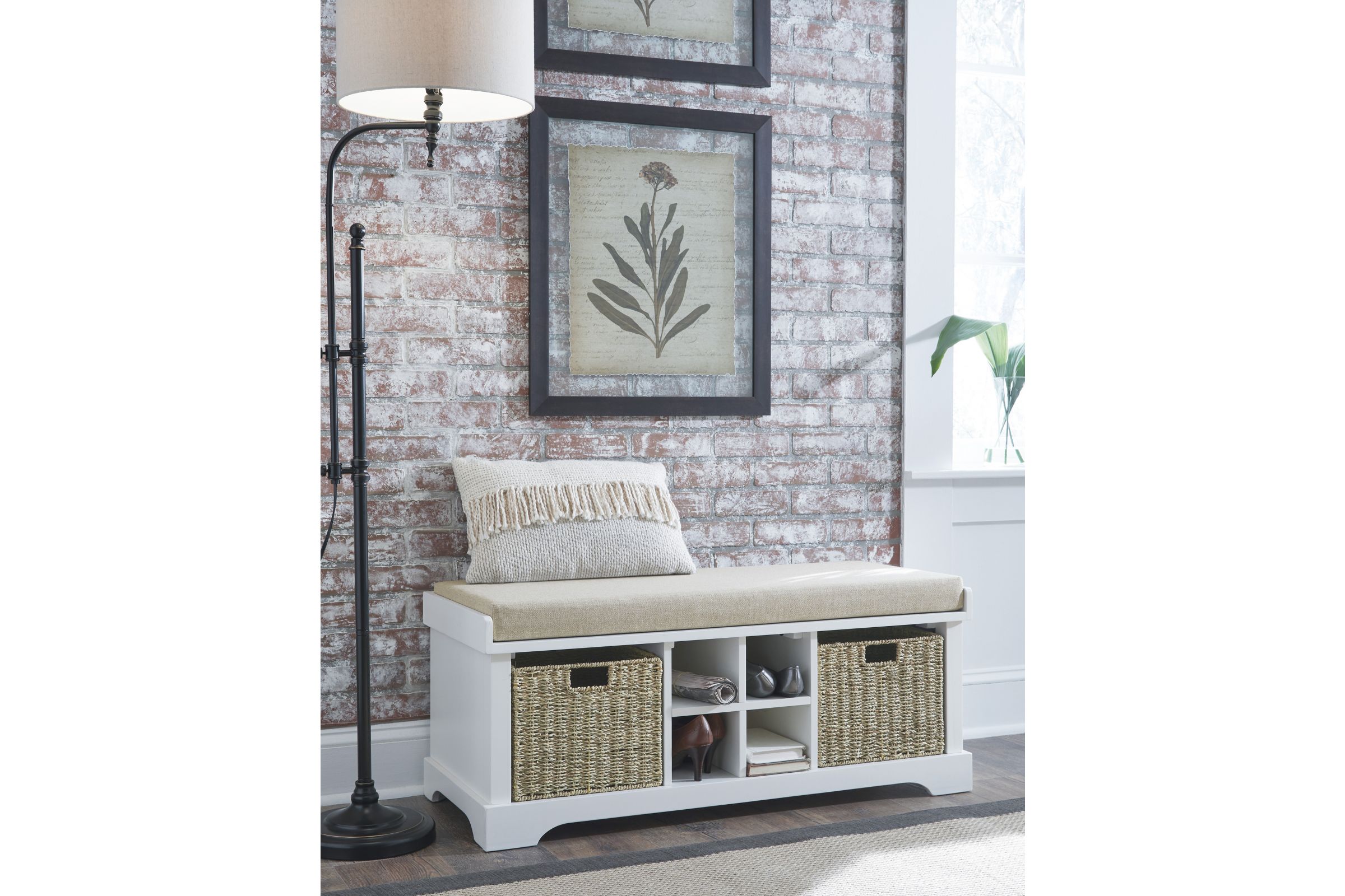 Dowdy White Storage Bench
