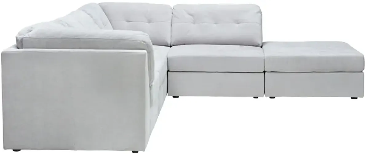 Rio Grey 5-Piece Sectional with Ottoman