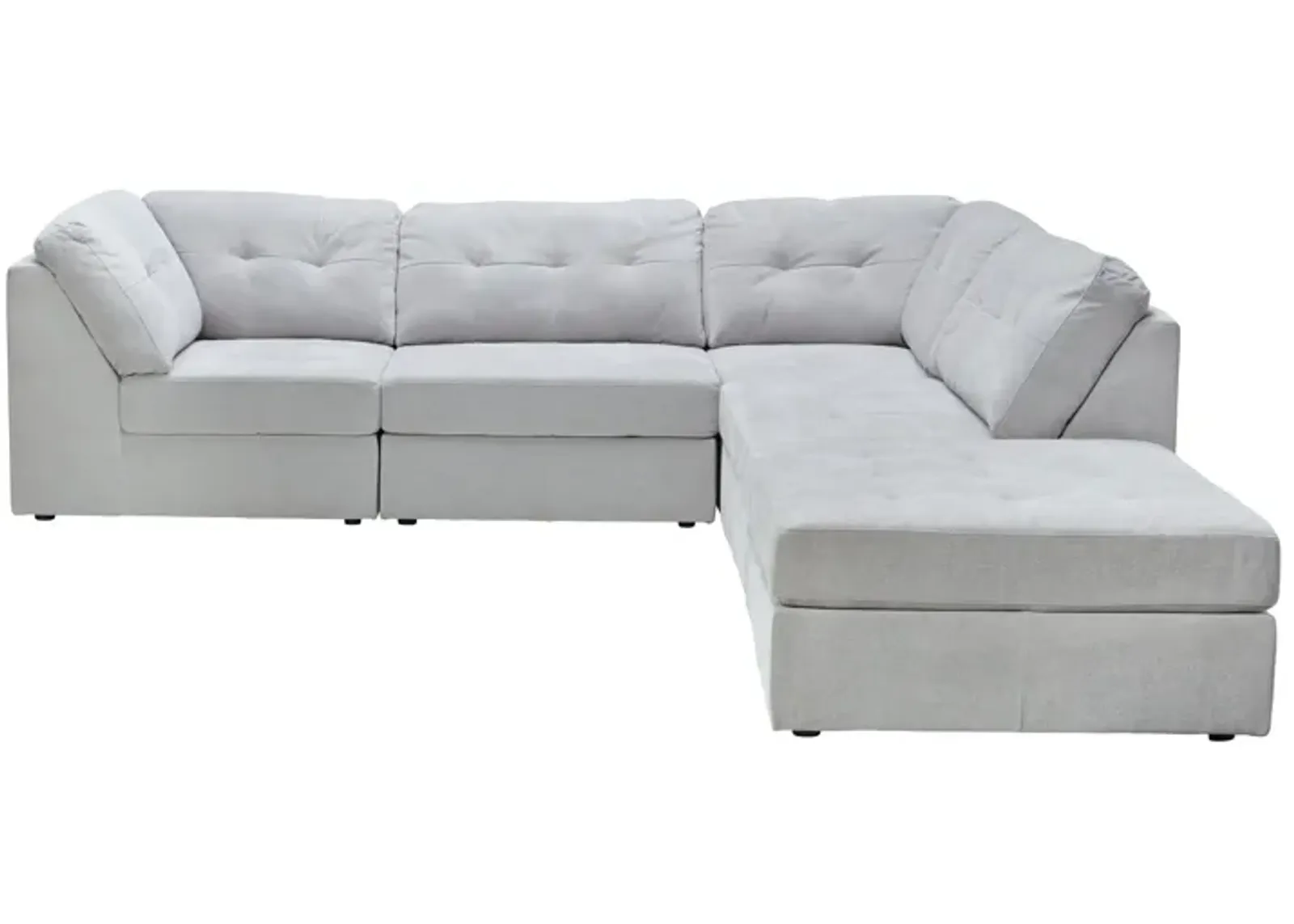 Rio Grey 5-Piece Sectional with Ottoman