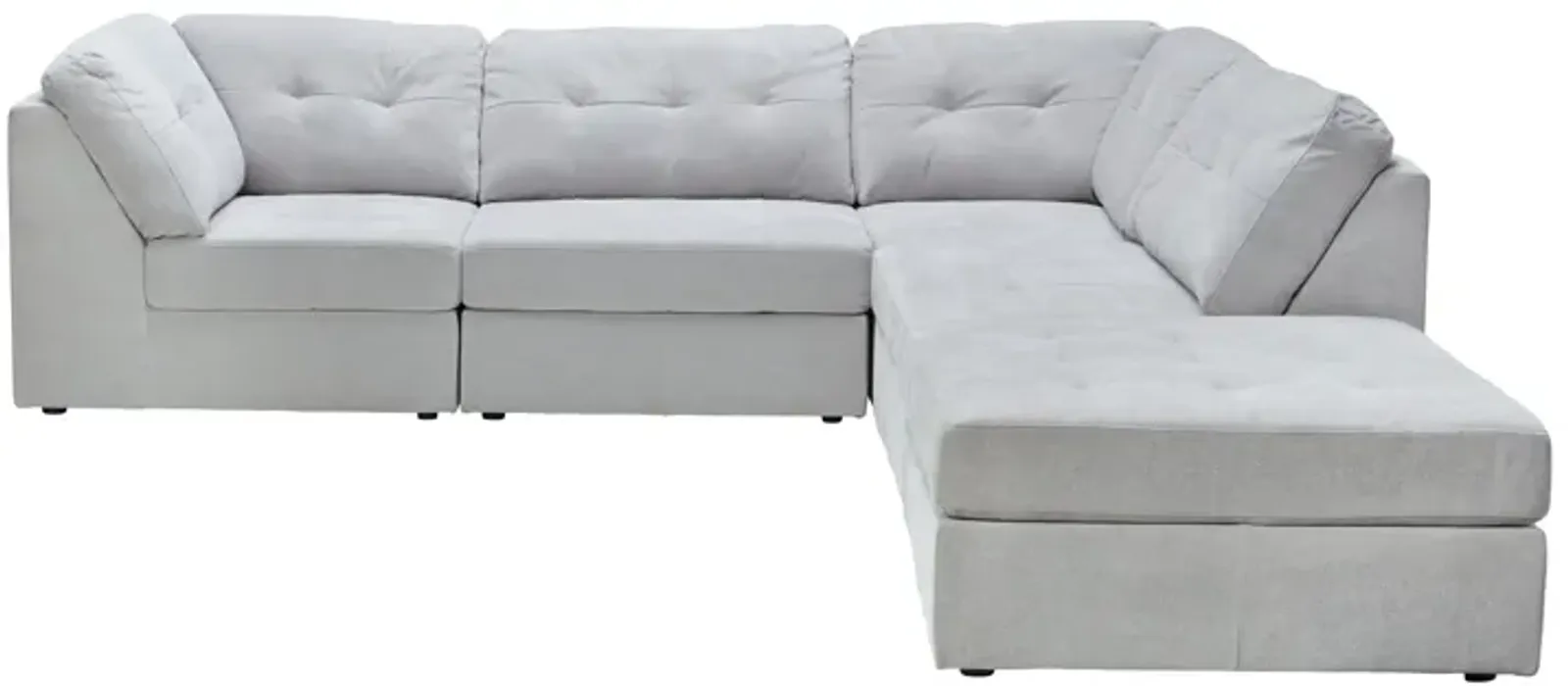 Rio Grey 5-Piece Sectional with Ottoman