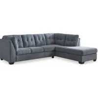 Milo Blue 2-Piece Sectional with Right Arm Facing Chaise