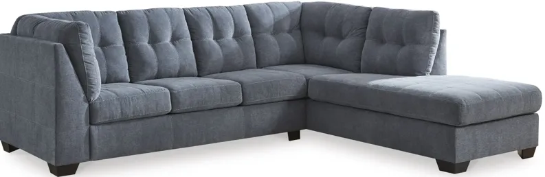 Milo Blue 2-Piece Sectional with Right Arm Facing Chaise