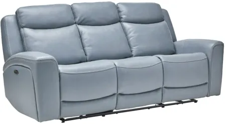 Knox Blue Dual Power Leather Reclining Sofa